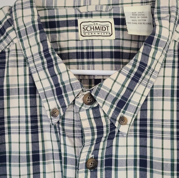 (692) C.E. Schmidt Men's Classic Short Sleeve Work Shirt, Size: 2XLT Color: Blue - Picture 6 of 12